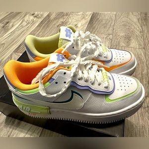 Nike Air Force 1 Shadow "White/Peach Cream/Light Liquid Lime" Women's Shoe
